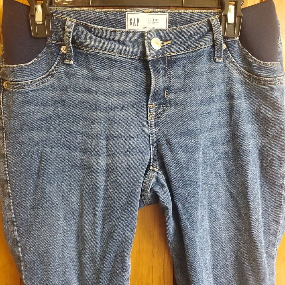 Gap 29 8R Maternity Jeans Women Blue Side Panel Skinny Denim Comfort Pregnancy